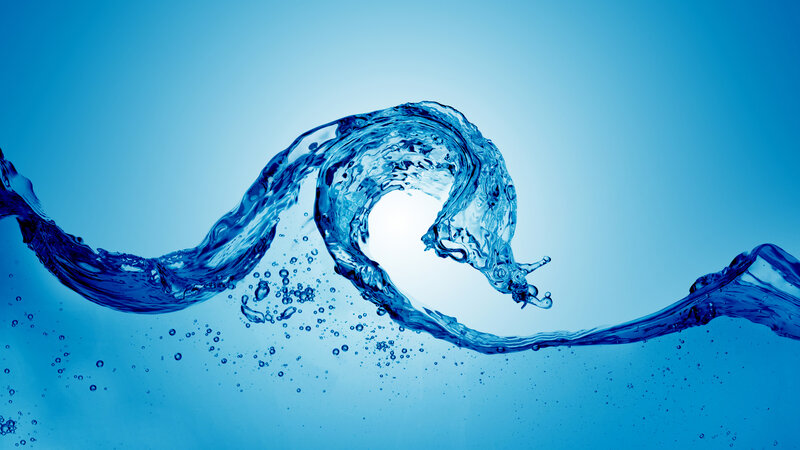 Blue water wave in motion