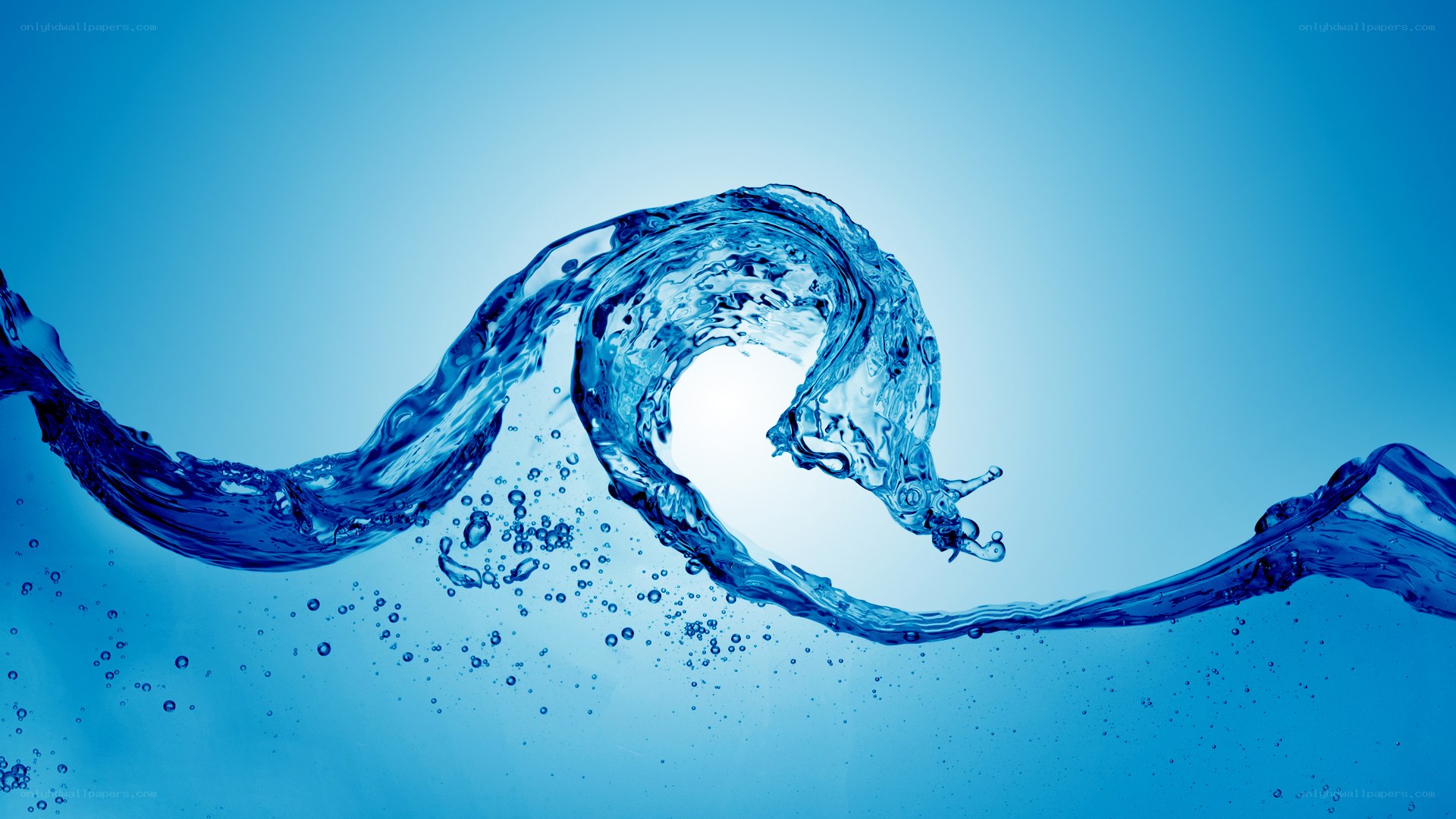 Blue water wave in motion