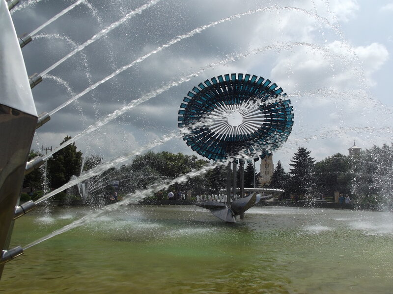 Blue Water Wheel Sculpture