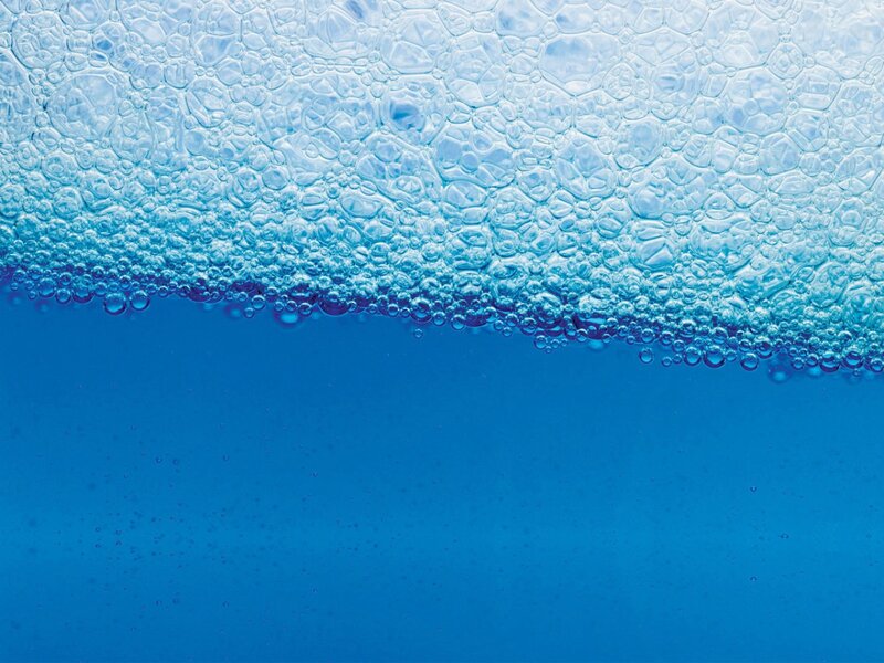 blue water with bubbles