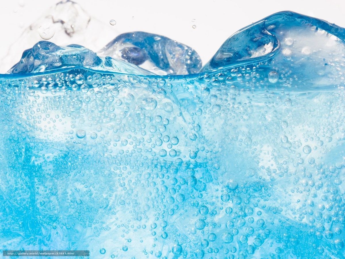 blue water with ice cubes