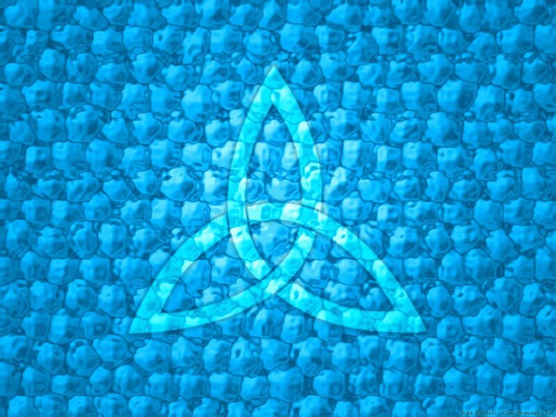 blue water with triquetra symbol
