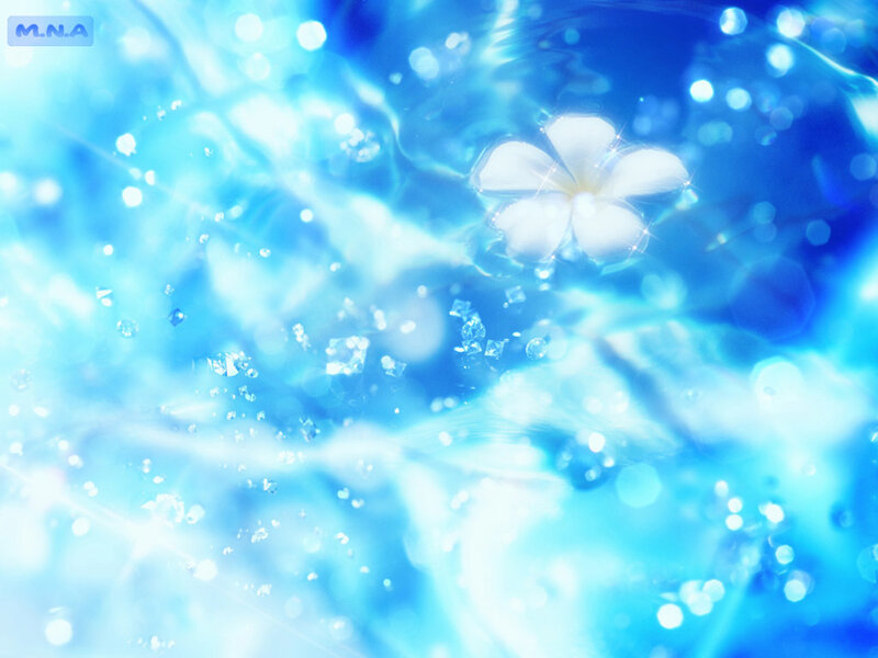 Blue water with white flower