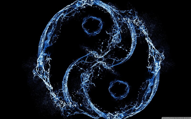 Blue water yin-yang symbol
