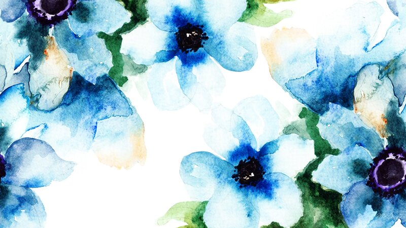 Blue Watercolor Flowers — Calm