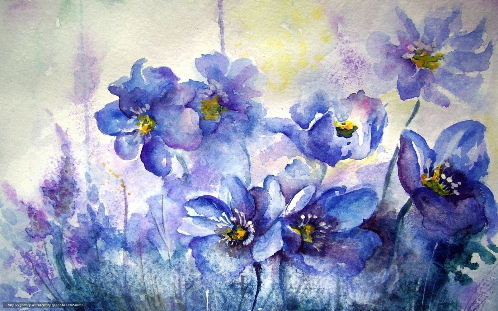 blue watercolor flowers