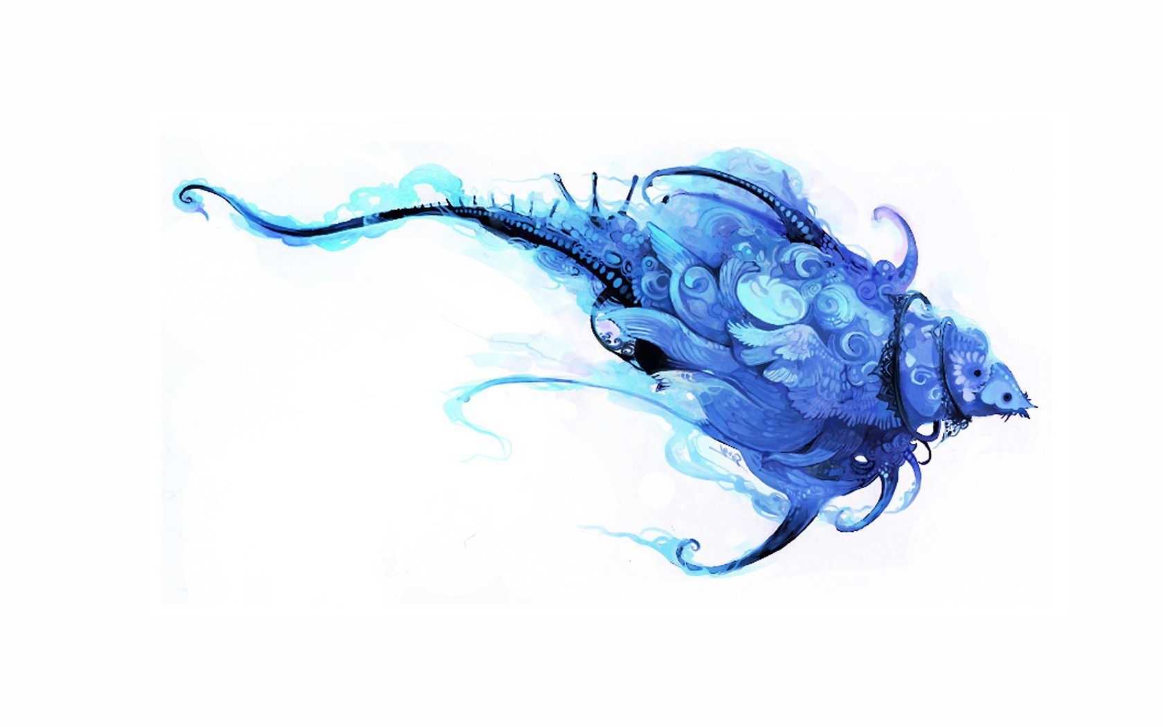 blue watercolor sea creature