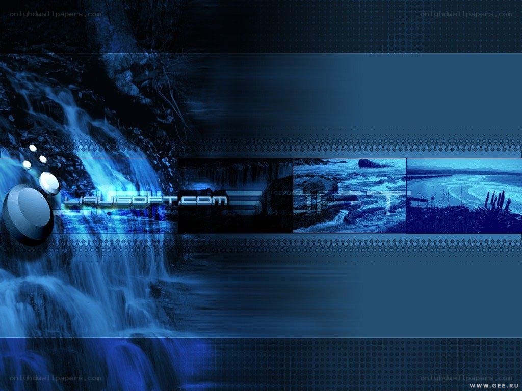 blue waterfall digital wallpaper