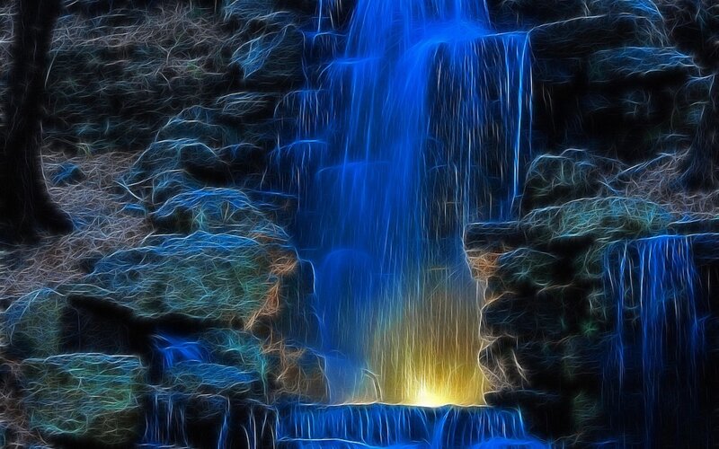 Blue Waterfall — Dramatic, Digital Art