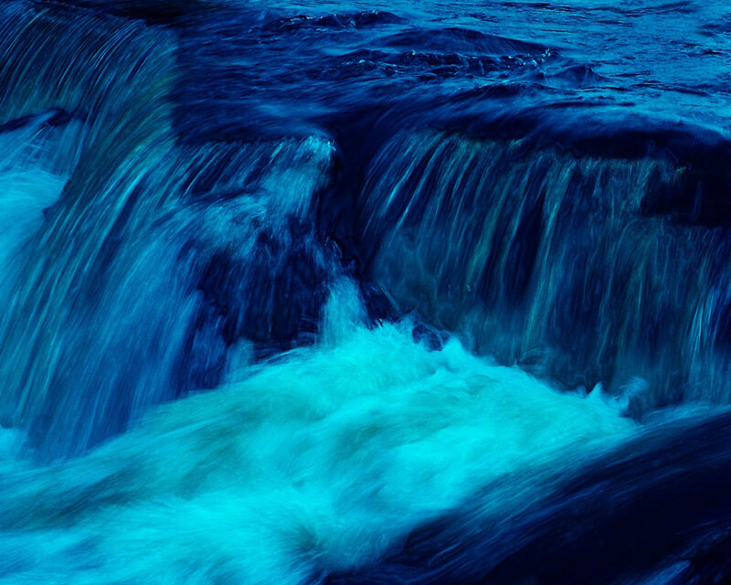 Blue waterfall flow