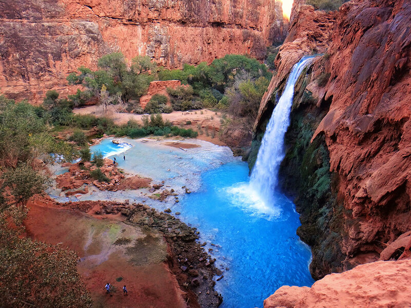 Blue Waterfall in Canyon — Dramatic