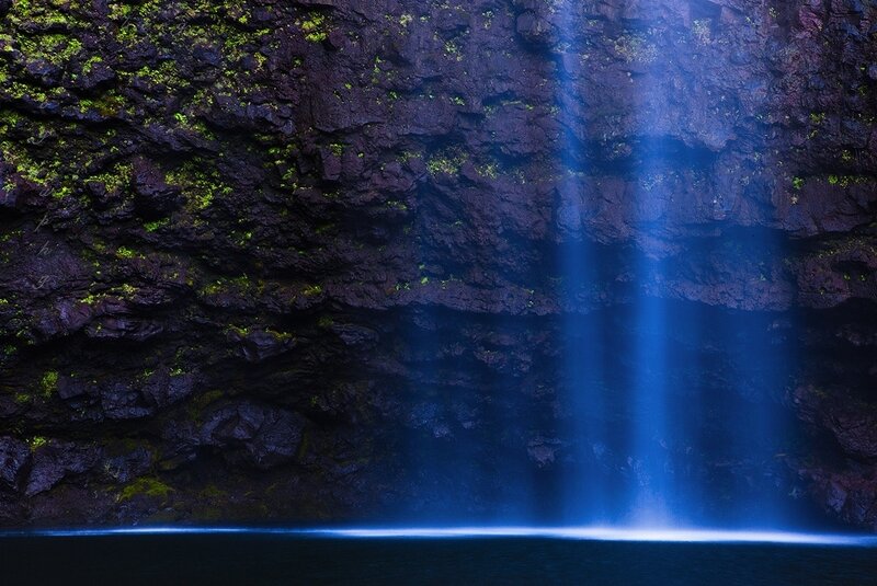 Blue Waterfall in Cave