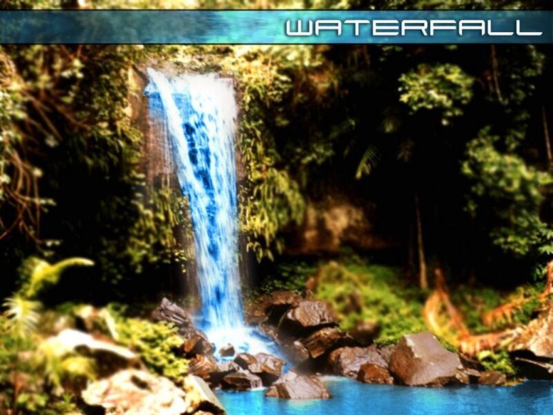 blue waterfall in forest