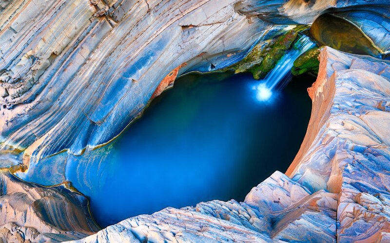 Blue Waterfall Pool — Serene, Photograph