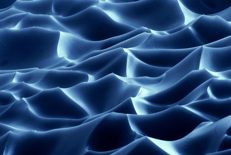 Blue wave-like surface texture