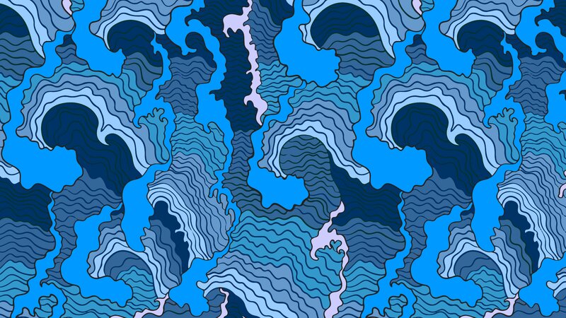 Blue Wave Pattern — Calm, Abstract, Waves, Lines
