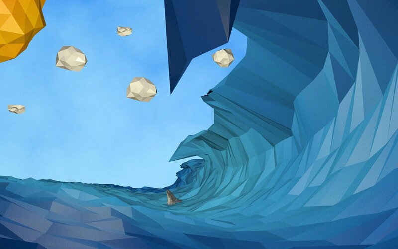 Blue Wave with Shark Fin