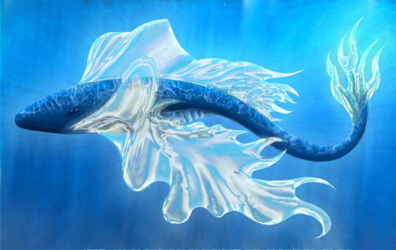 Blue Whale with Translucent Fins
