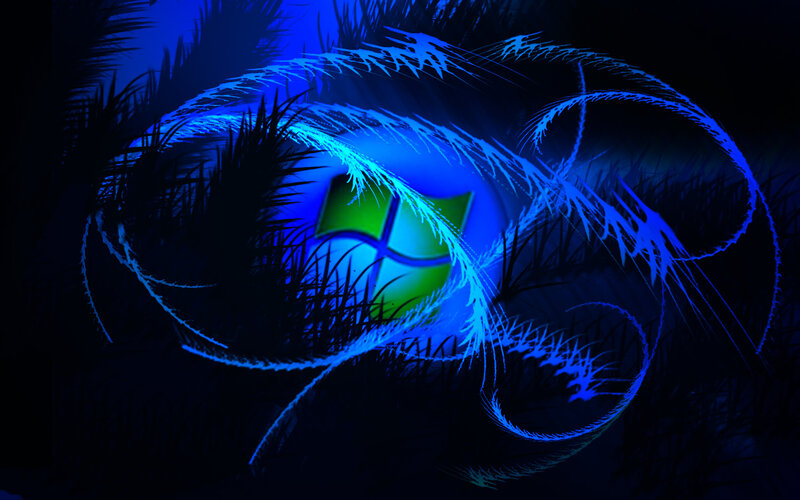 Blue Windows logo in grass