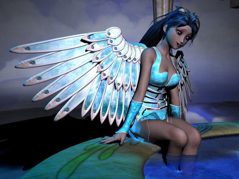 Blue-winged Angel Figure