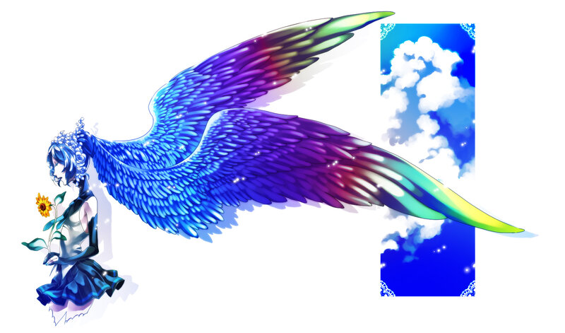 Blue-winged Angel Holding Flower