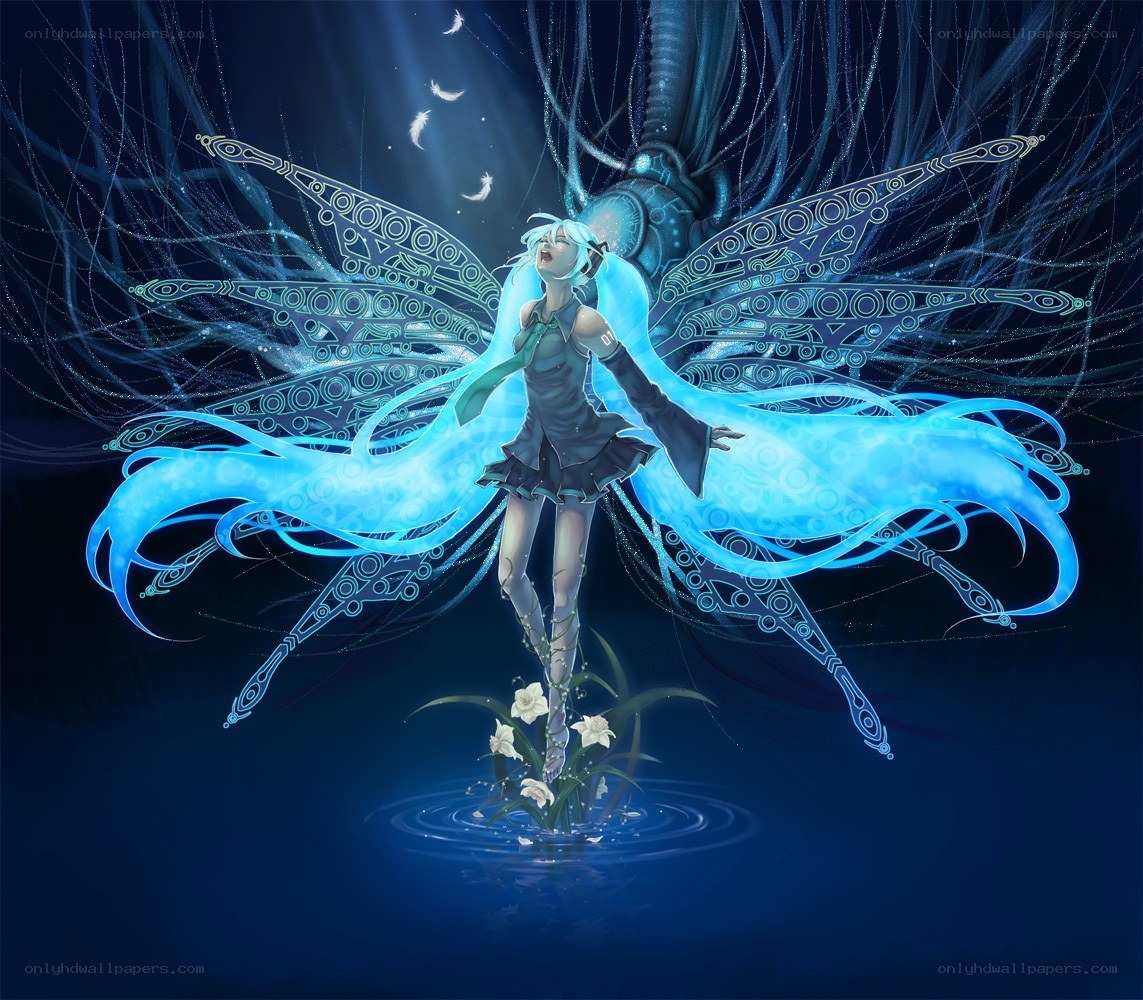 blue-winged anime figure