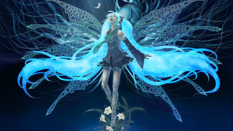 blue-winged anime figure