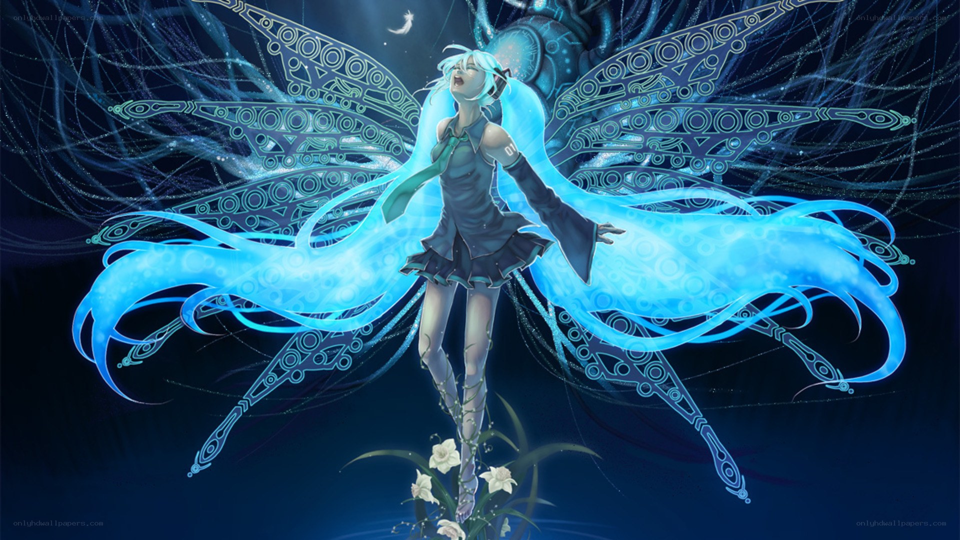 blue-winged anime figure