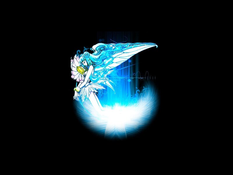 blue-winged fairy with flower