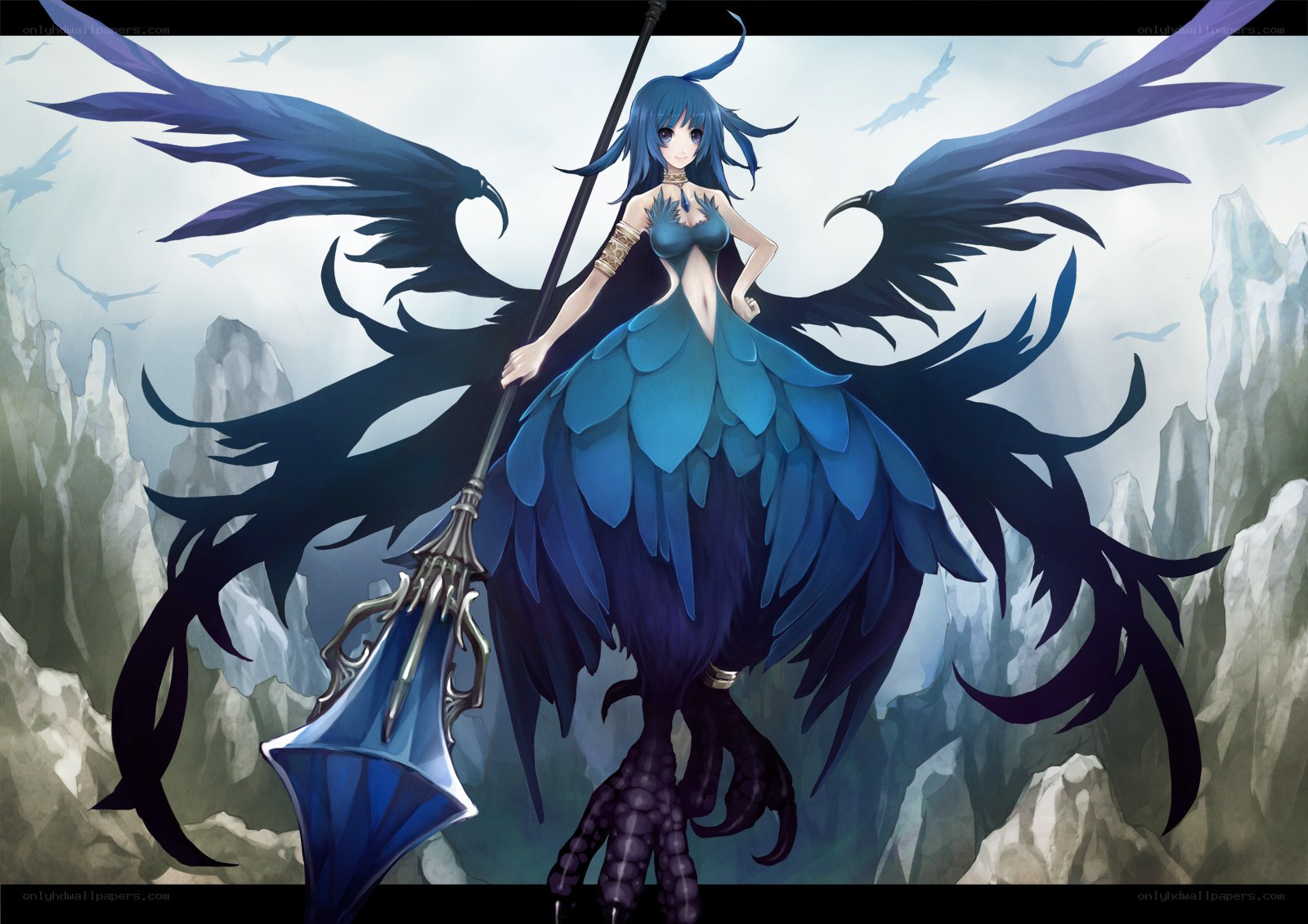 blue-winged fantasy warrior