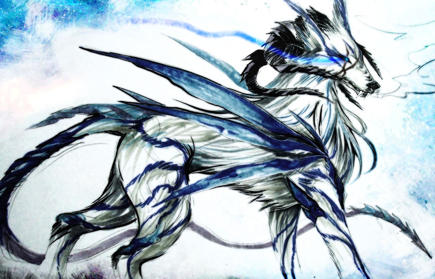 blue-winged mythical creature