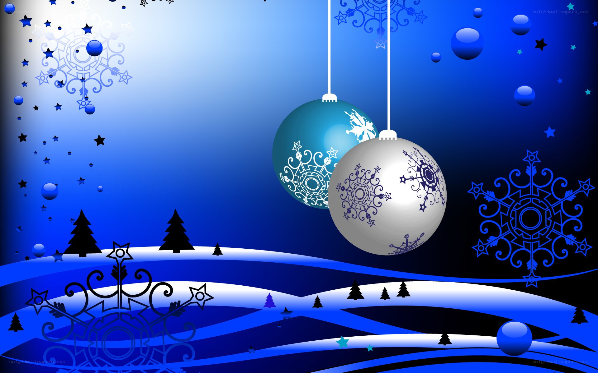 blue winter holiday scene