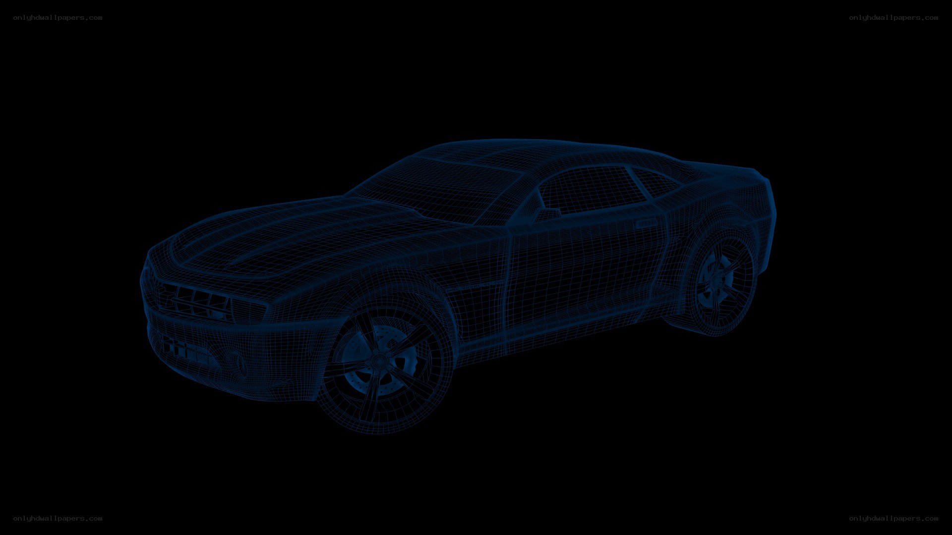 blue wireframe car model