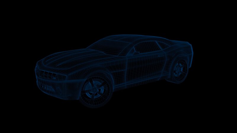 Blue Wireframe Car