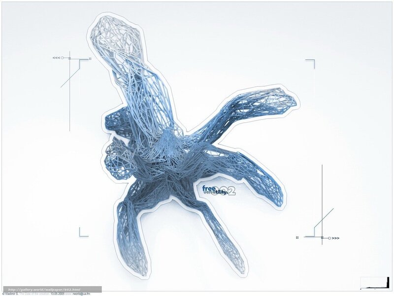 blue wireframe creature design