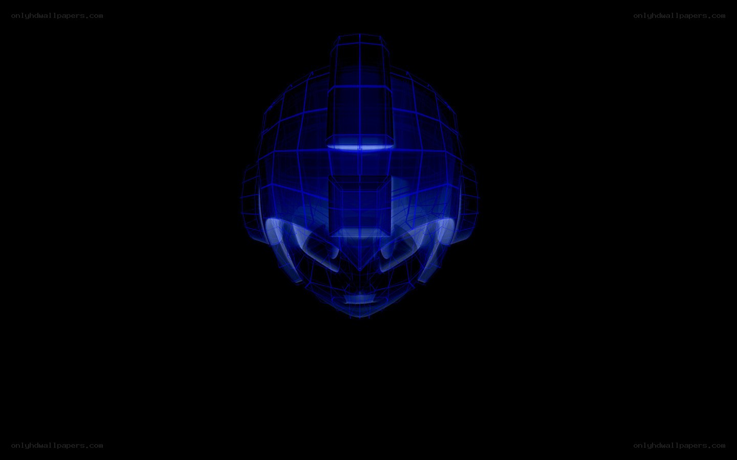 blue wireframe helmet