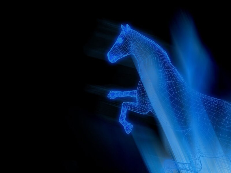 Blue Wireframe Horse