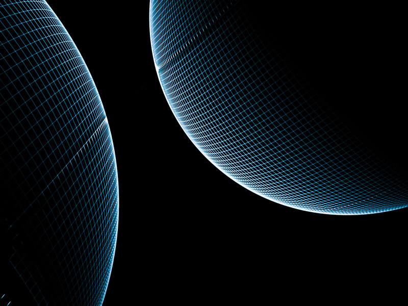 blue wireframe spheres
