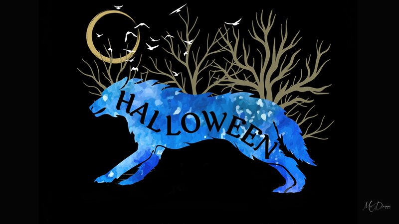 Blue Wolf Silhouette
