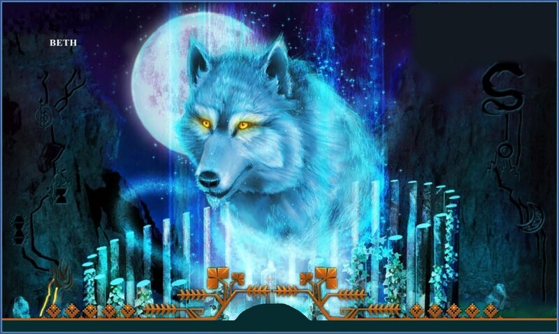 Blue Wolf under Moon