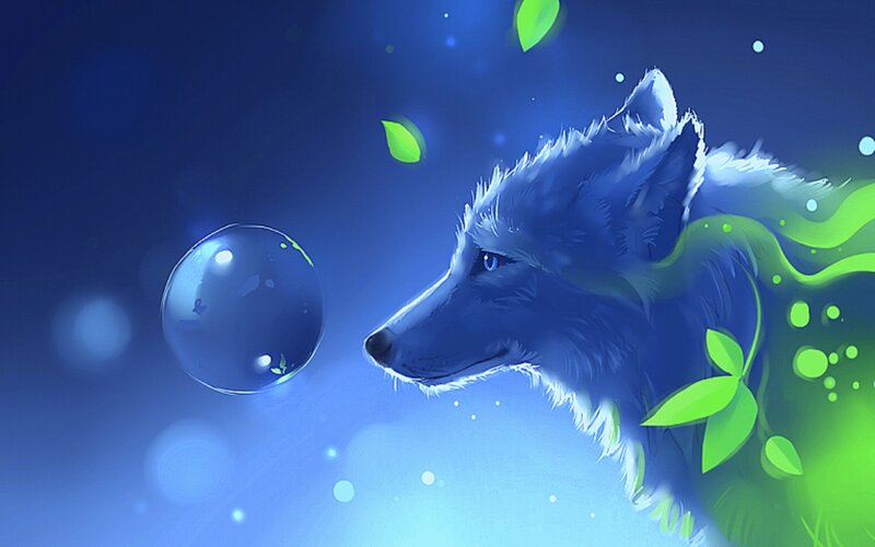 Blue Wolf with Bubble