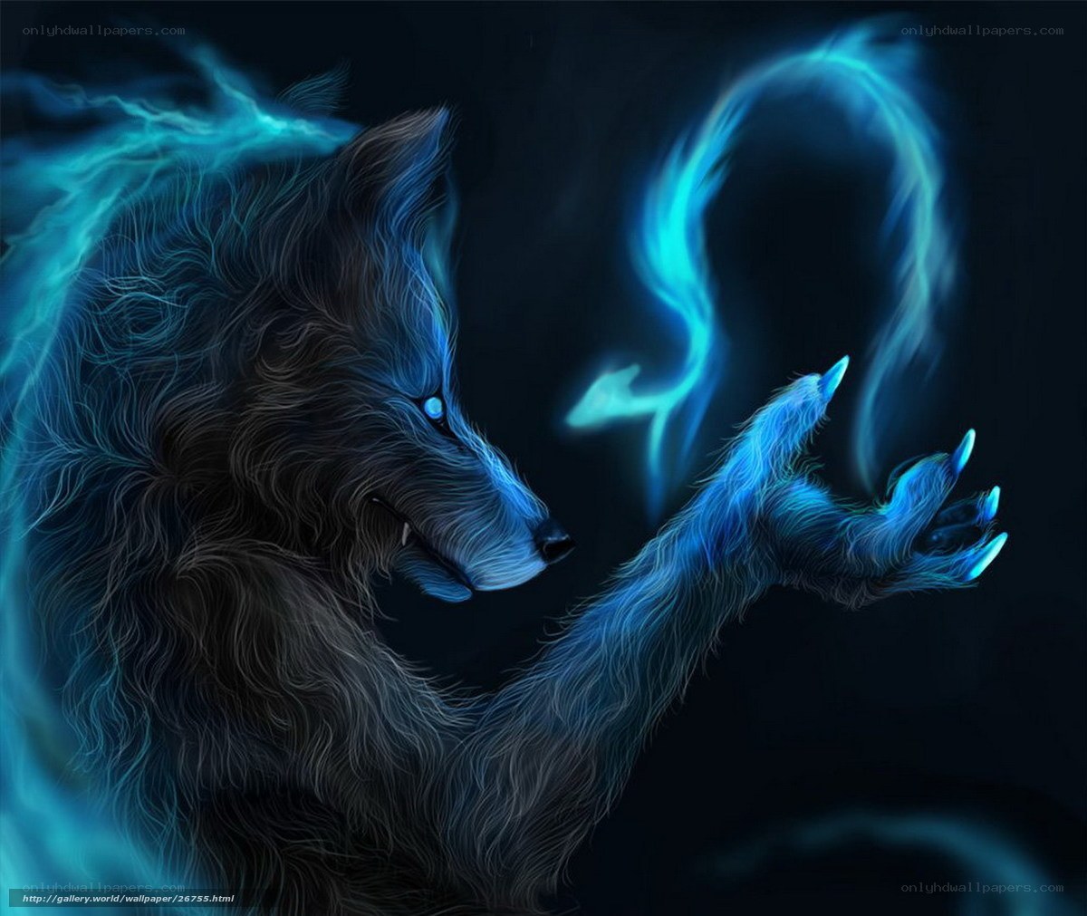 blue wolf with magic