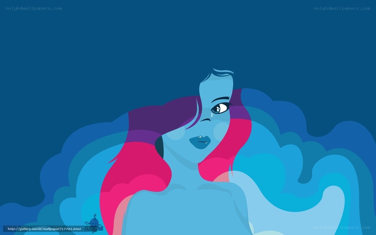 blue woman with colorful hair