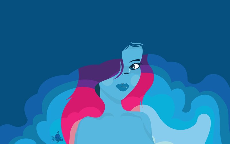 blue woman with tears
