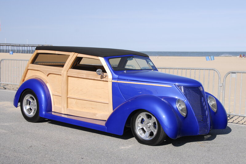 Blue Wood-paneled Car