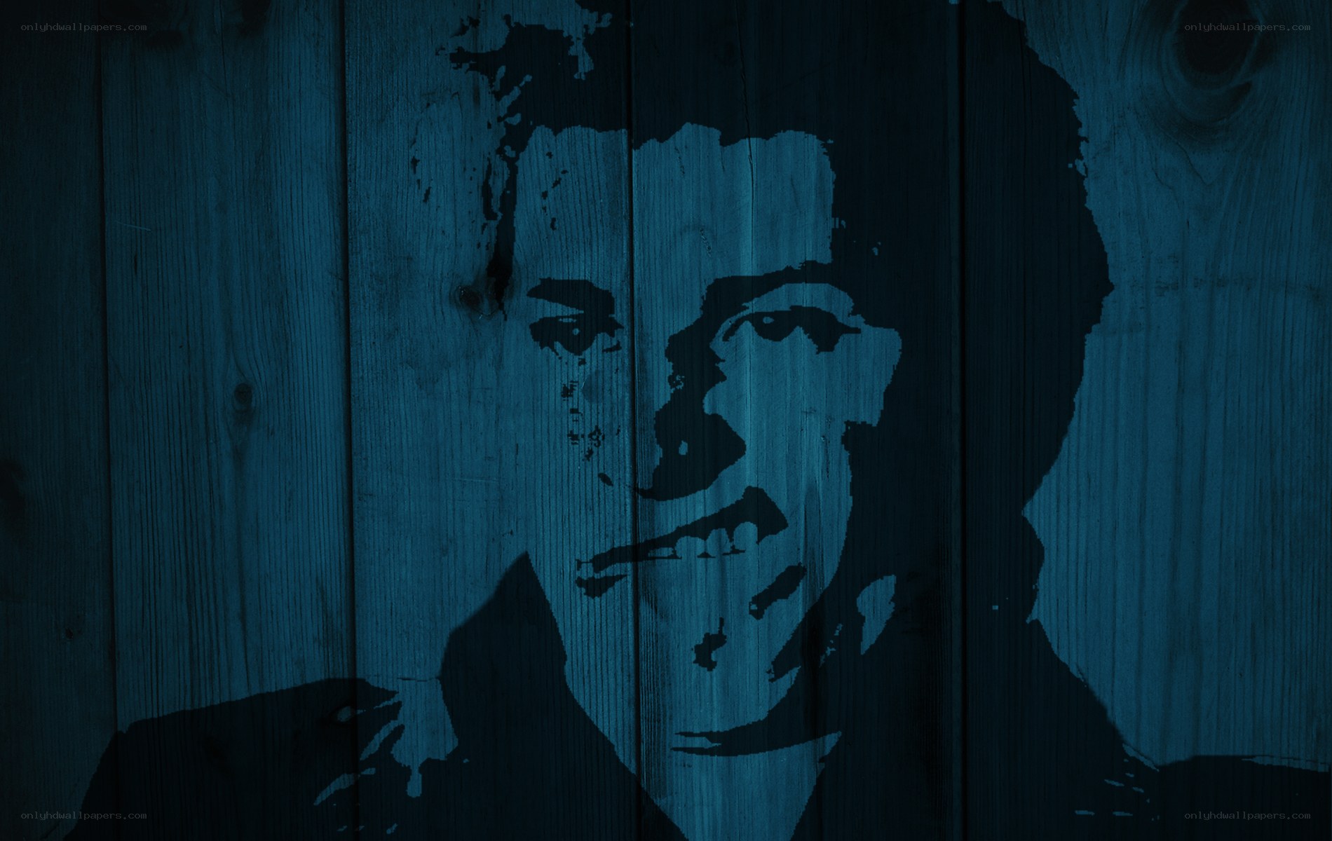 blue wood portrait stencil