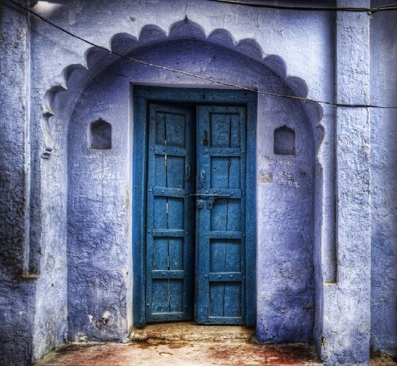 Blue Wooden Door — Dramatic, Photograph