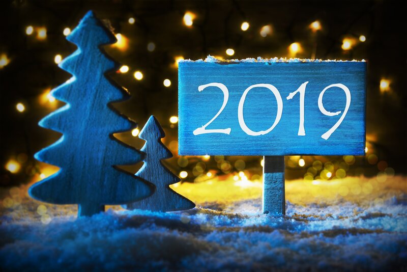 Blue Wooden Sign with Trees