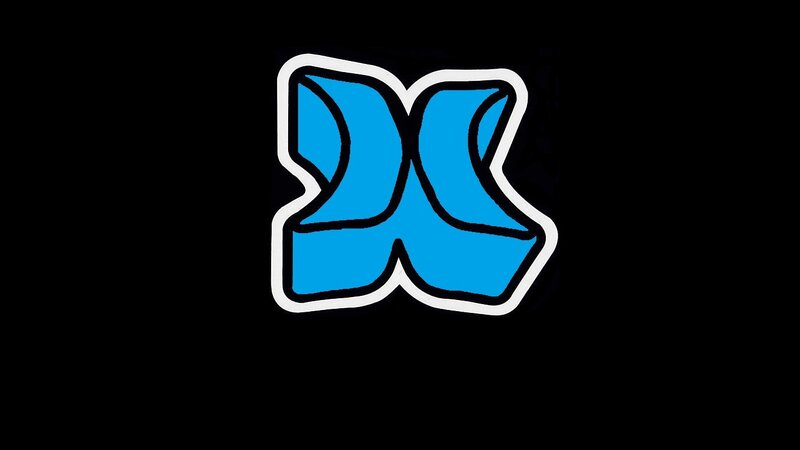 blue X logo on black