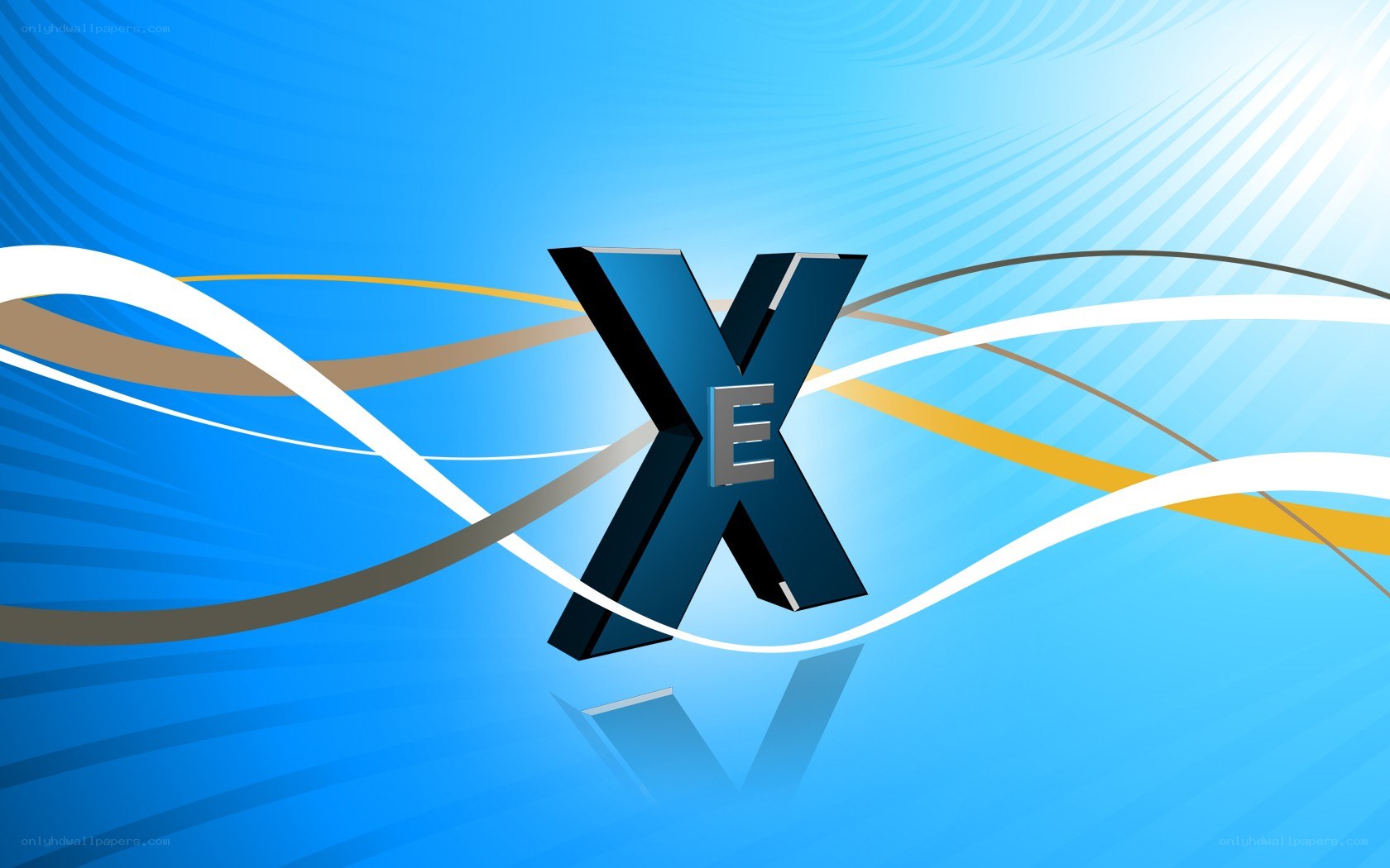 Blue XE logo with flowing lines